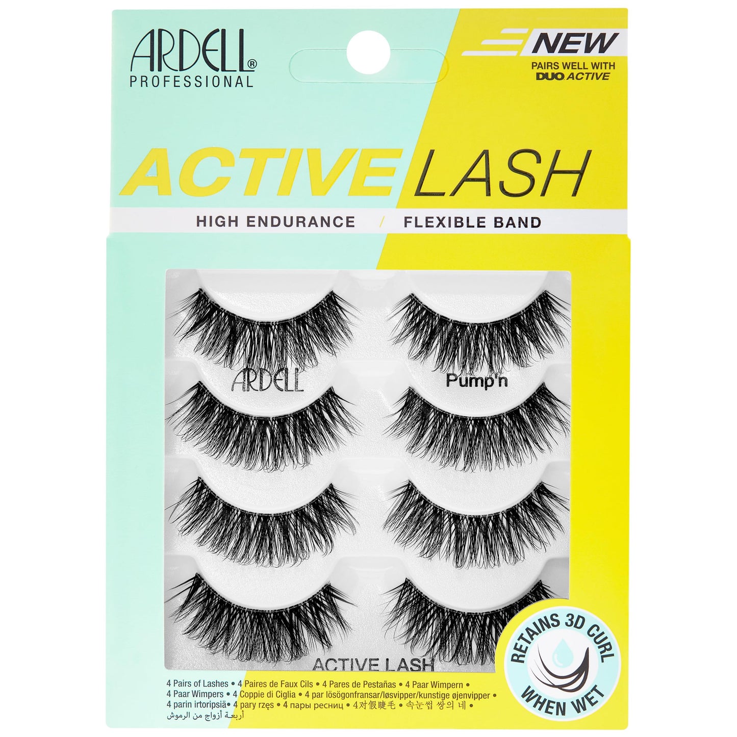 Ardell Active Lash - Pump’n, False Eyelashes, Sweat-Proof Strip Lashes, Water-Resistant, Lightweight, 4 Pairs, 1 Pack