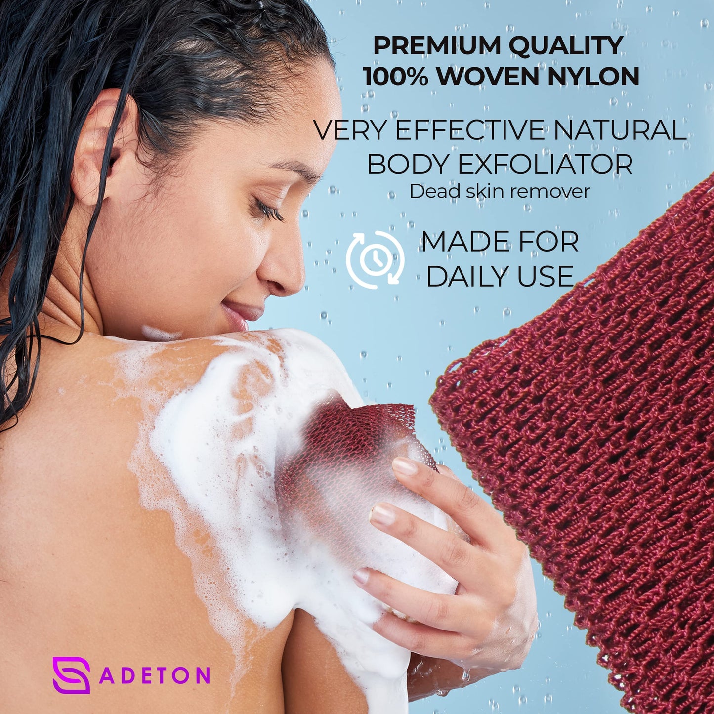 Adeton African Net Sponge, Authentic, Real, Black Owned, Exfoliating Bath Wash Cloth, Net Sponge, Body Exfoliator, Sapo, Shower Bath Accessories, Back