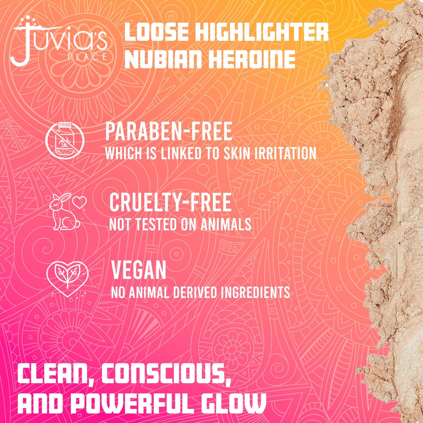 Juvia's Place Loose Highlighter Nubian Heroine - Illuminating Loose Powder Highlighter Makeup, Shimmer Powder that gives Radiant Glow - Suitable