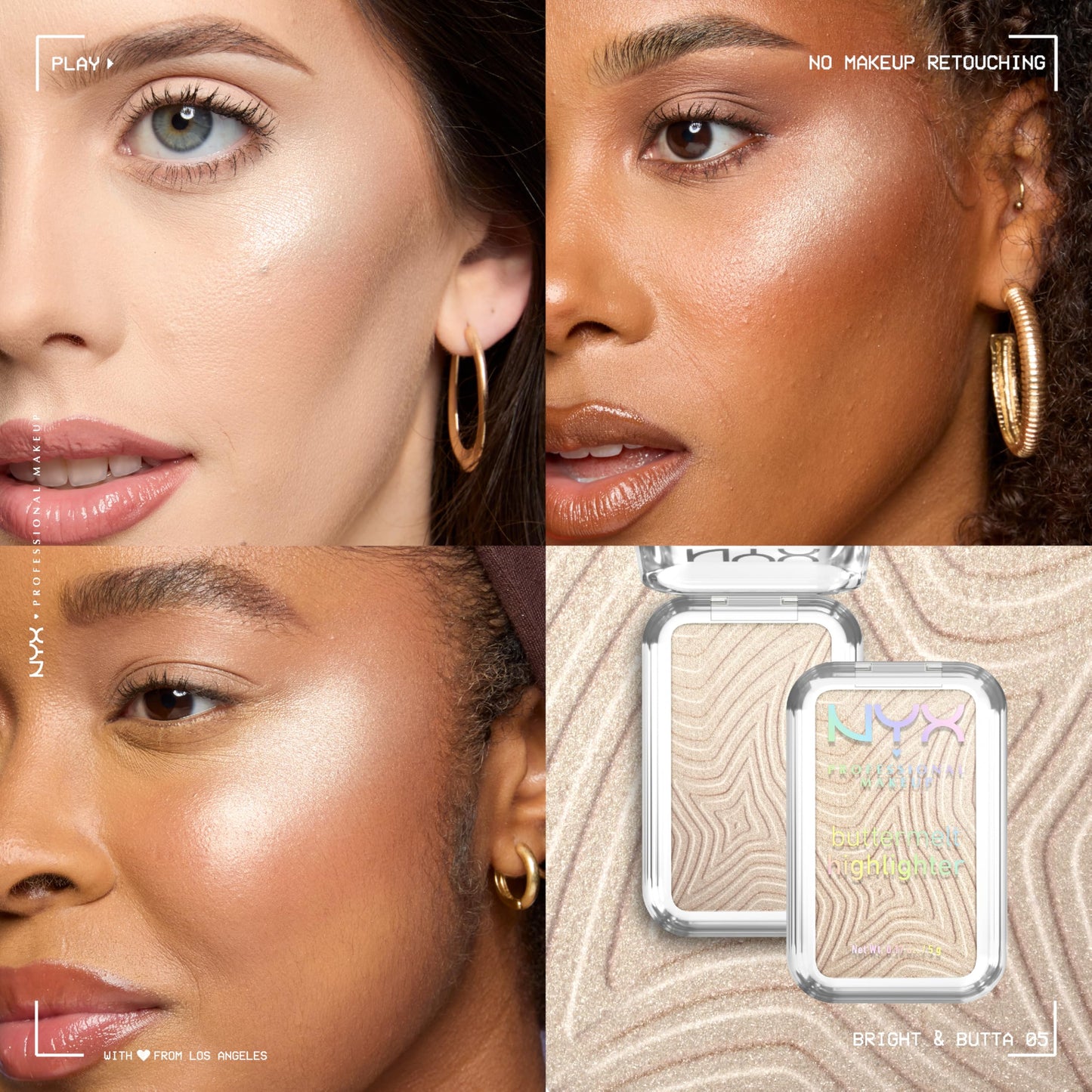 NYX PROFESSIONAL MAKEUP Buttermelt Highlighter, Powder Highlighter Makeup, With Up to 12H Wear and High Impact Glow - 05 Bright and Butta (Light