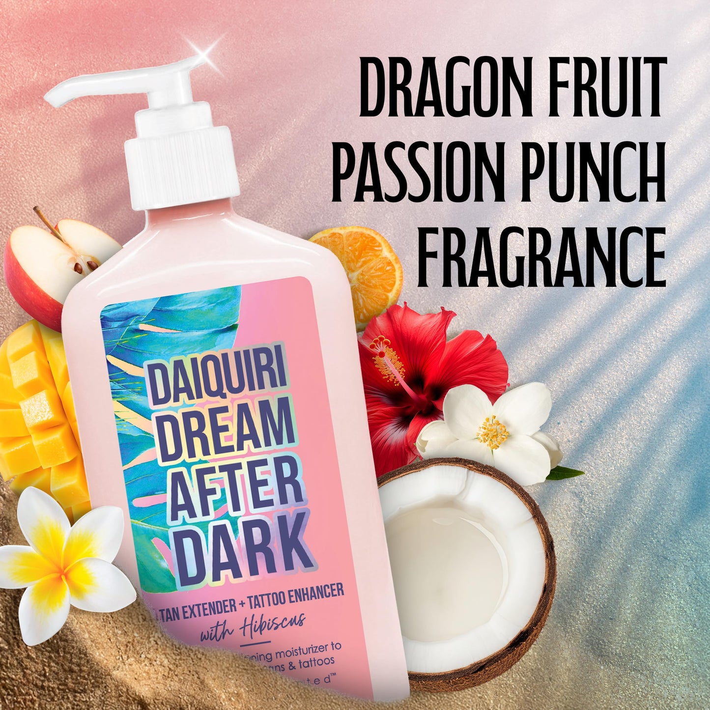 Brown Sugar Daiquiri Dream After Dark Tan Extender & Tattoo Enhancer, Mango Butter Carrot Oil & Hibiscus with Tigergrass & Ocean Botanicals, 18 Fl Oz