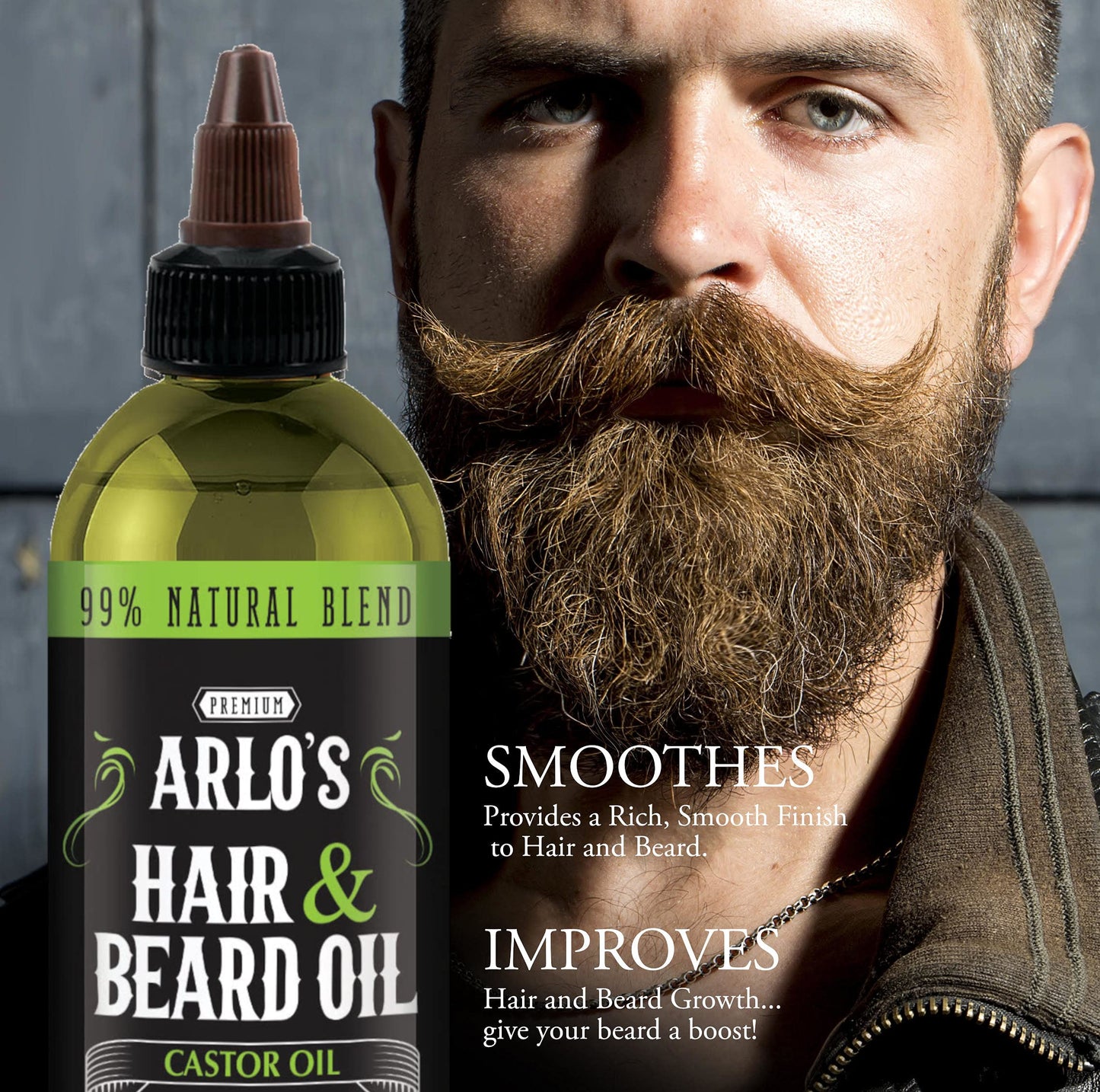 Arlo's Hair and Beard Oil with Castor Oil 8 oz. - Hair Oil, Mustache Oil and Beard Oil Growth