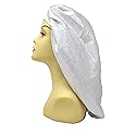 Holographic Extra Jumbo Nightcap Twinkle Deluxe Luxury Wide Band Sleep Cap Bonnet Hat for Hair Silver