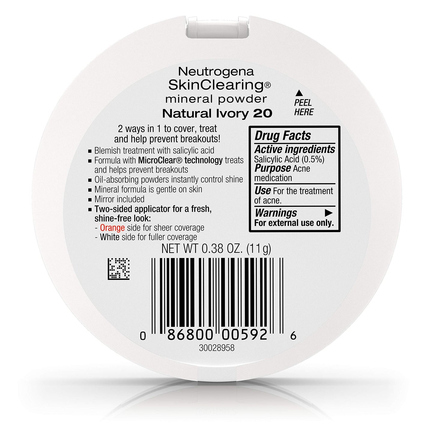 Neutrogena SkinClearing Mineral Powder, Natural Ivory 20