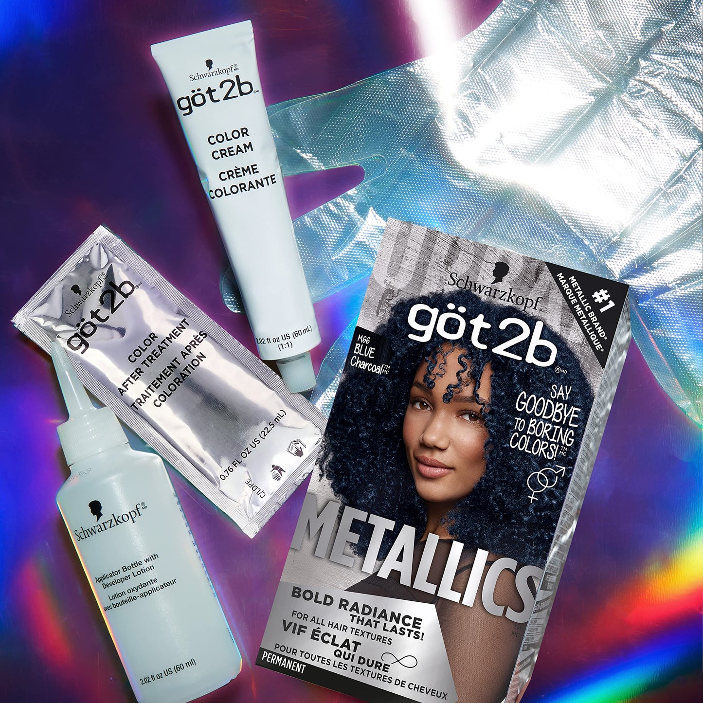 Got2B Metallics Permanent Hair Color, M66 Blue Charcoal