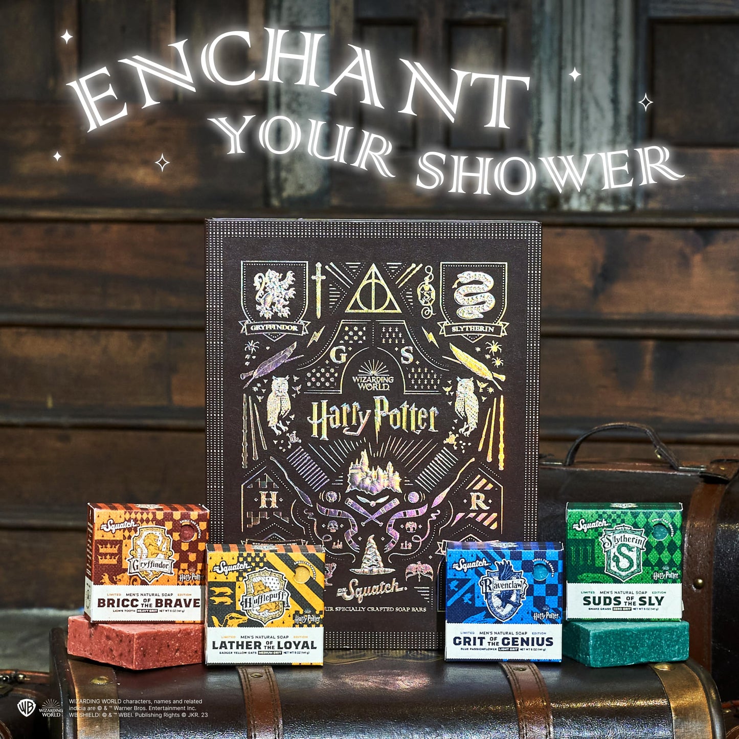 Dr. Squatch Harry Potter Collection with Collector's Box - Men's Natural Bar Soap 4 Pack Bundle and Collector's Box - Soap inspired by Gryffindor