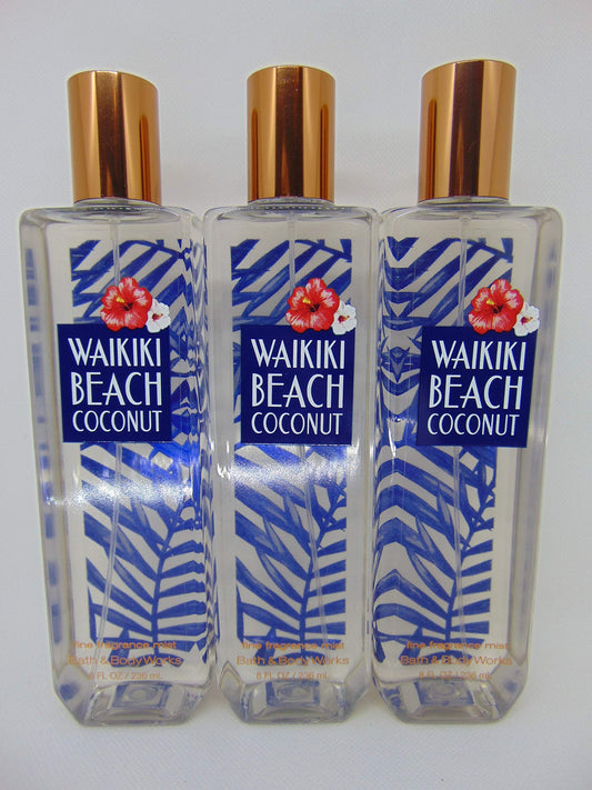 Bath & Body Works Fine Fragrance Mist Waikiki Beach Coconut 2017 - Lot of 3 Beauty & Personal Care Bath & Body Works