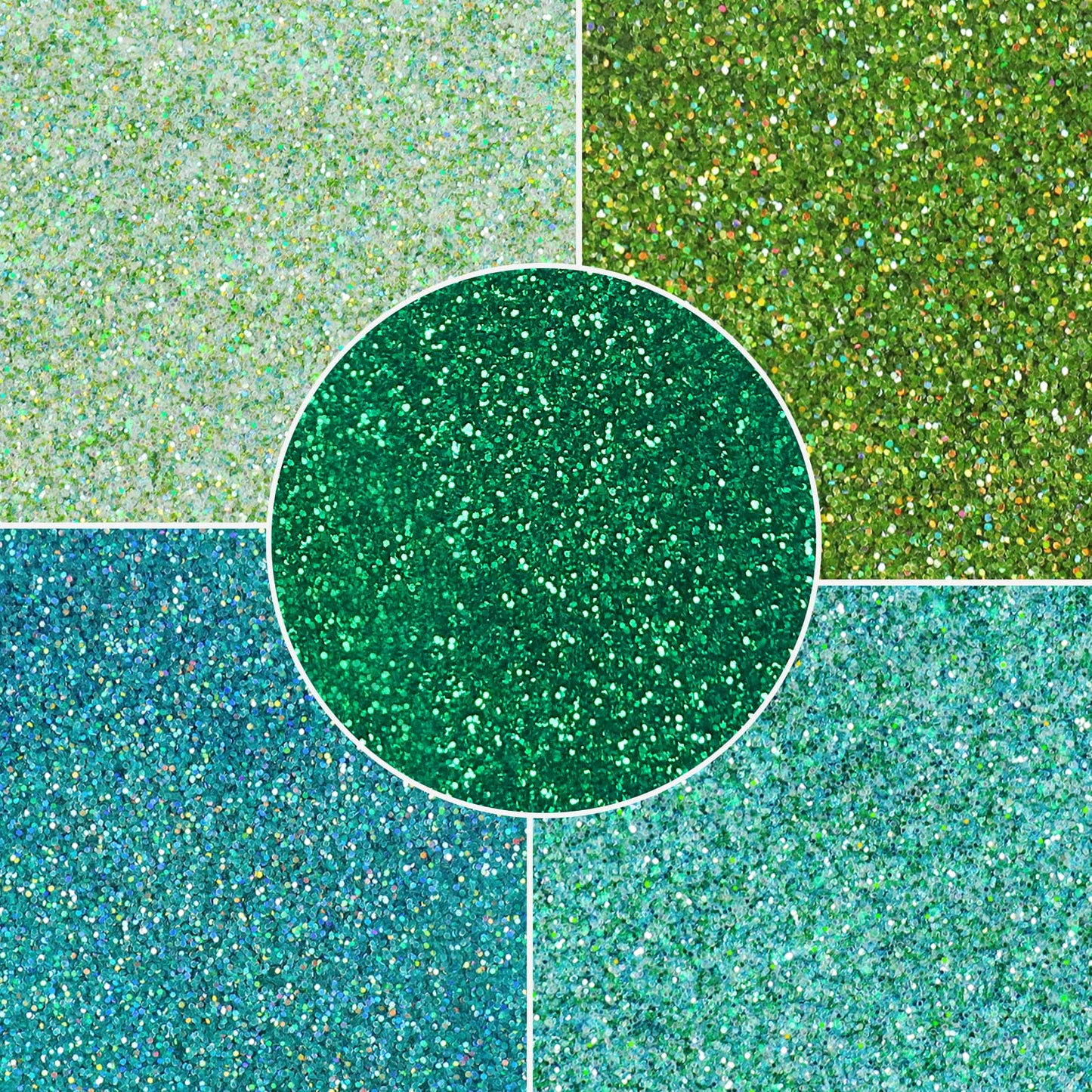 MARBLERS Cosmetic Grade Fine Glitter 5-Pack [Green Grin] 0.90oz (25g) | Non-Toxic | Vegan | Cruelty-Free | Eyeshadow, Nail Polish, Nail Art |