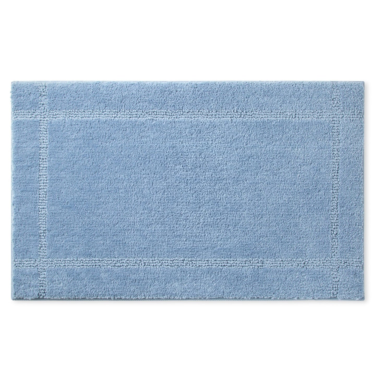 TOWN & COUNTRY EVERYDAY Ultra Plush Solid Tufted Border Bath Mat, Soft and Absorbent Tufted Floor Mat, Non-Slip Backing, Machine Washable, Blue…