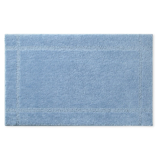 TOWN & COUNTRY EVERYDAY Ultra Plush Solid Tufted Border Bath Mat, Soft and Absorbent Tufted Floor Mat, Non-Slip Backing, Machine Washable, Blue…