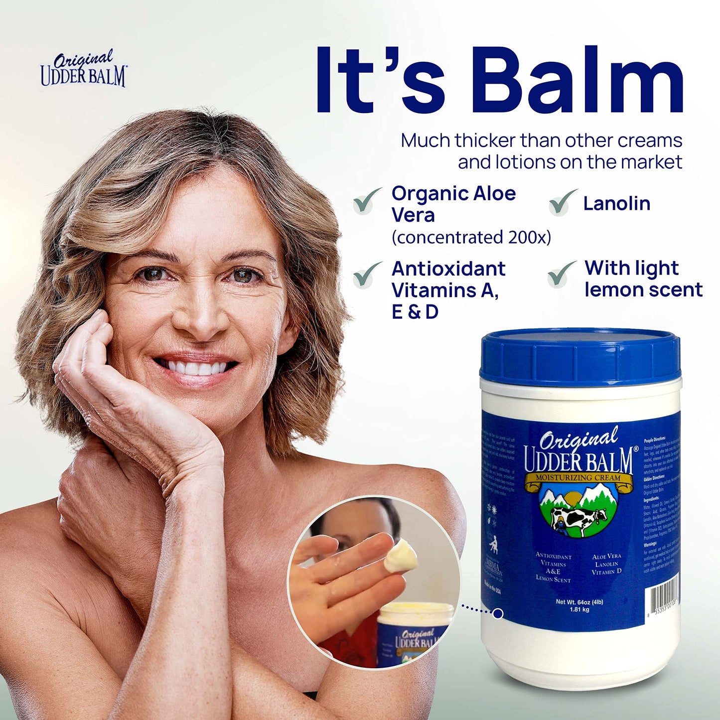 Original Udder Balm Refill Tub - Made in USA - Extra Thick Udder Cream & Hand Balm for Dry Skin, Cracked Heels, Rough Hands - Deep Moisture Heel Cream