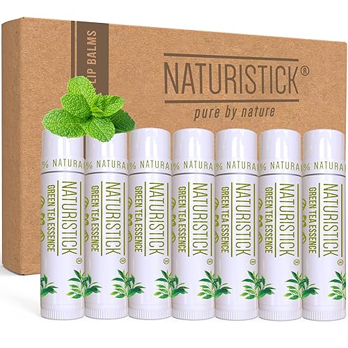 7-Pack Premium Beeswax Lip Balm by Naturistick | Chemical-Free, 100% Natural Chapstick for Dry, Chapped Lips | Made with Coconut Oil, Shea Butter