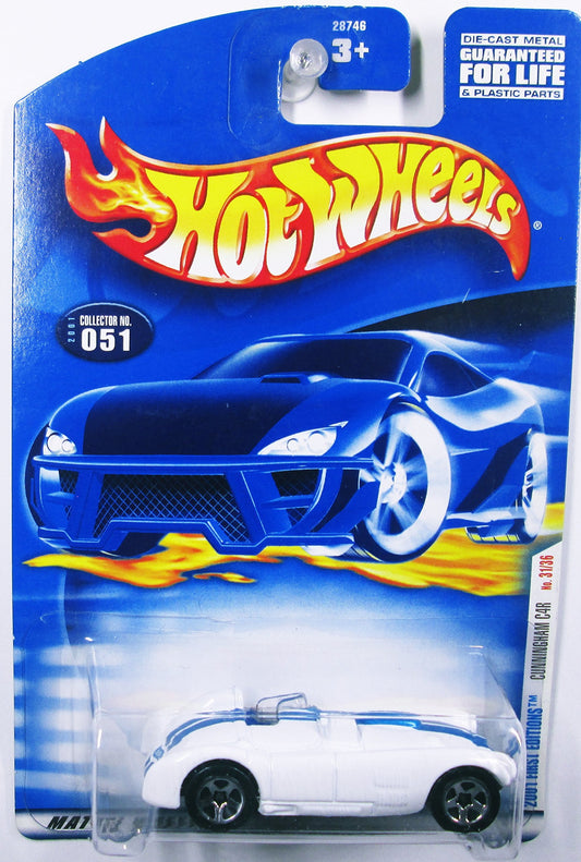 Hot Wheels 2001 First Editions Cunningham C4R 31/36 051 WHITE Convertible 1:64 Scale