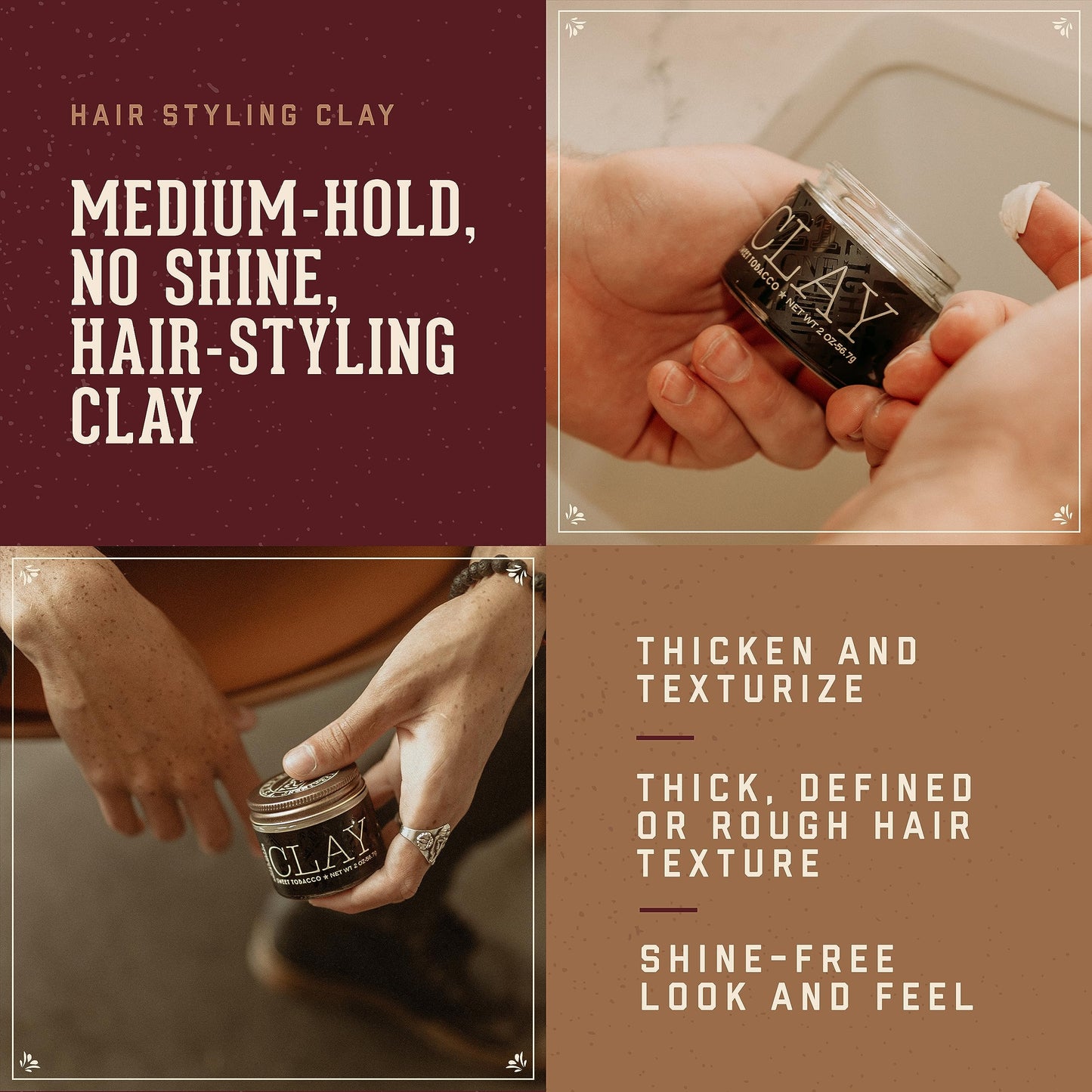 18.21 Man Made Hair Styling Product, 2oz. Original Sweet Tobacco Scent in Clay with Matte Finish Beauty and Personal Care 18.21 Man Made
