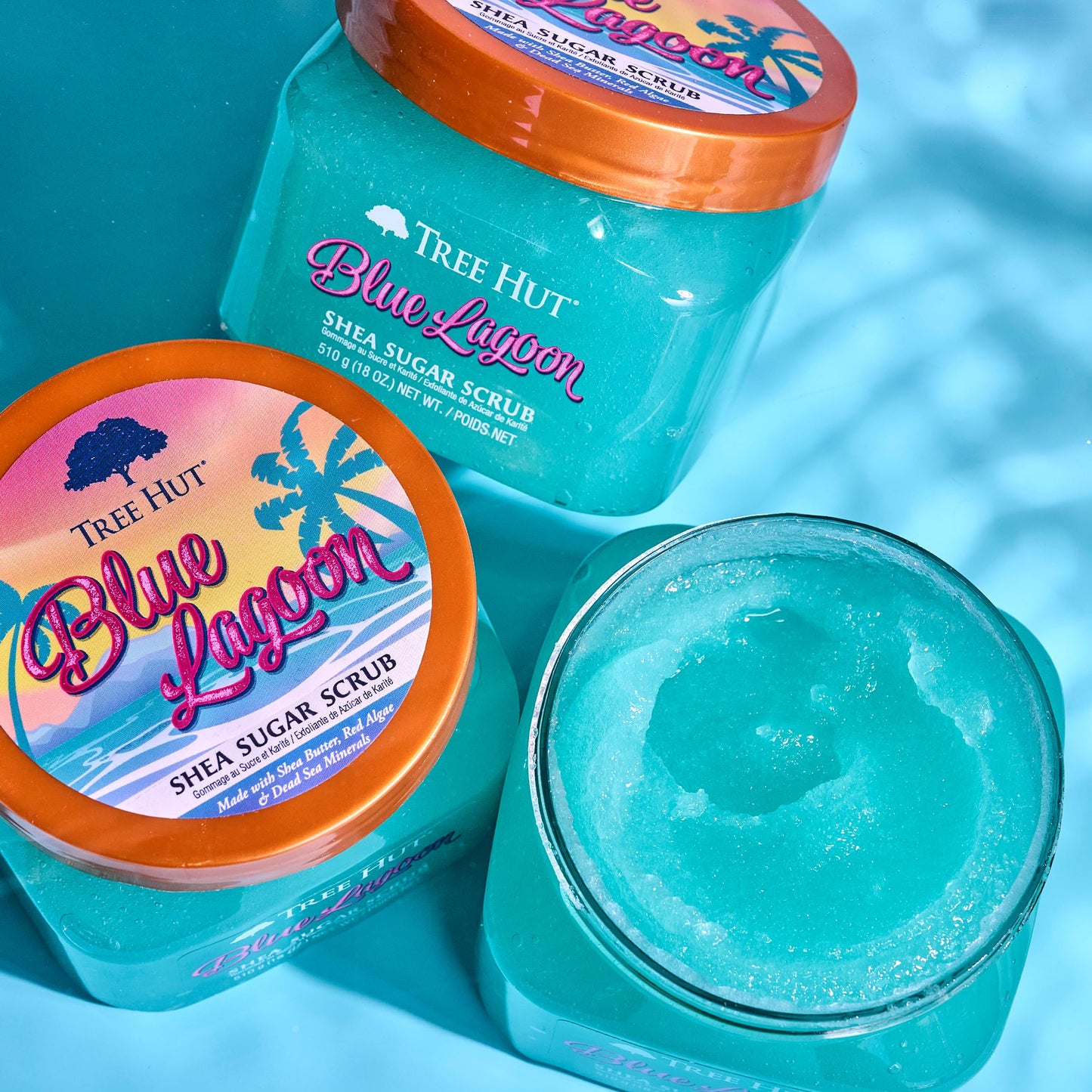 Tree Hut Blue Lagoon Shea Sugar Scrub, Exfoliating, Hydrating & Moisturizing Body Scrub with Shea Butter & Nourishing Essential Oils, Smooth & Soften