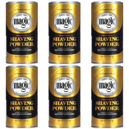 SoftSheen-Carson Magic Razorless Shaving for Men, Hair Removal Shave Powder, Helps Stop Razor Bumps Ingrown Hair, Fragrant, 6 Pack Magic Shave Gold 27