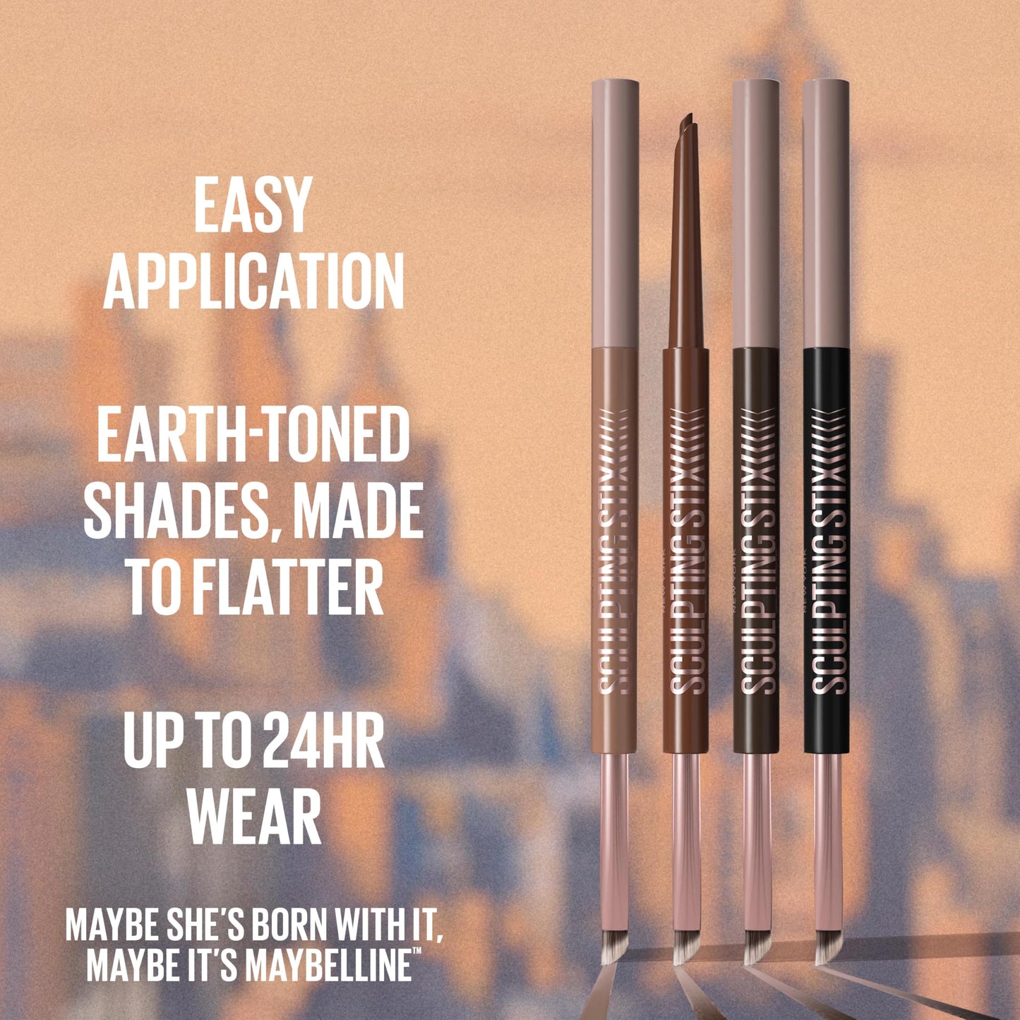 MAYBELLINE Sculpting Stix 2-in-1 Eyeliner, Dual Ended Brown Eye Liner With Up to 24HR Wear, Smudge and Sweat-Resistant Eye Makeup Formula, Smooth