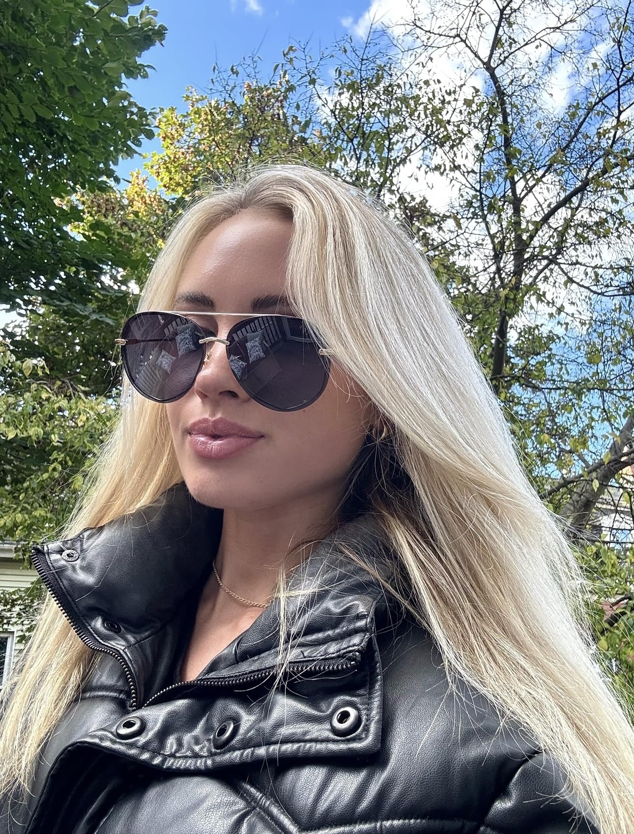 DIFF Lenox Gold + Blue Gradient, Designer Oversized Aviator Sunglasses for Women UV400 Polarized