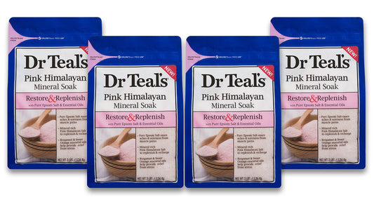 Dr Teal's Epsom Salt Soaking Solution, Restore & Replenish, Pink Himalayan Mineral Soak, 4 Count - 3lb Bags, 12lbs Total Beauty and Personal Care Dr Teal's
