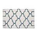 Saffron Fabs Bath Rug 100% Soft Cotton, Size 34x21 Inch, Latex Spray Non-Skid Backing, White/Arctic Blue Color, Geometric Pattern, Hand Tufted, 190…