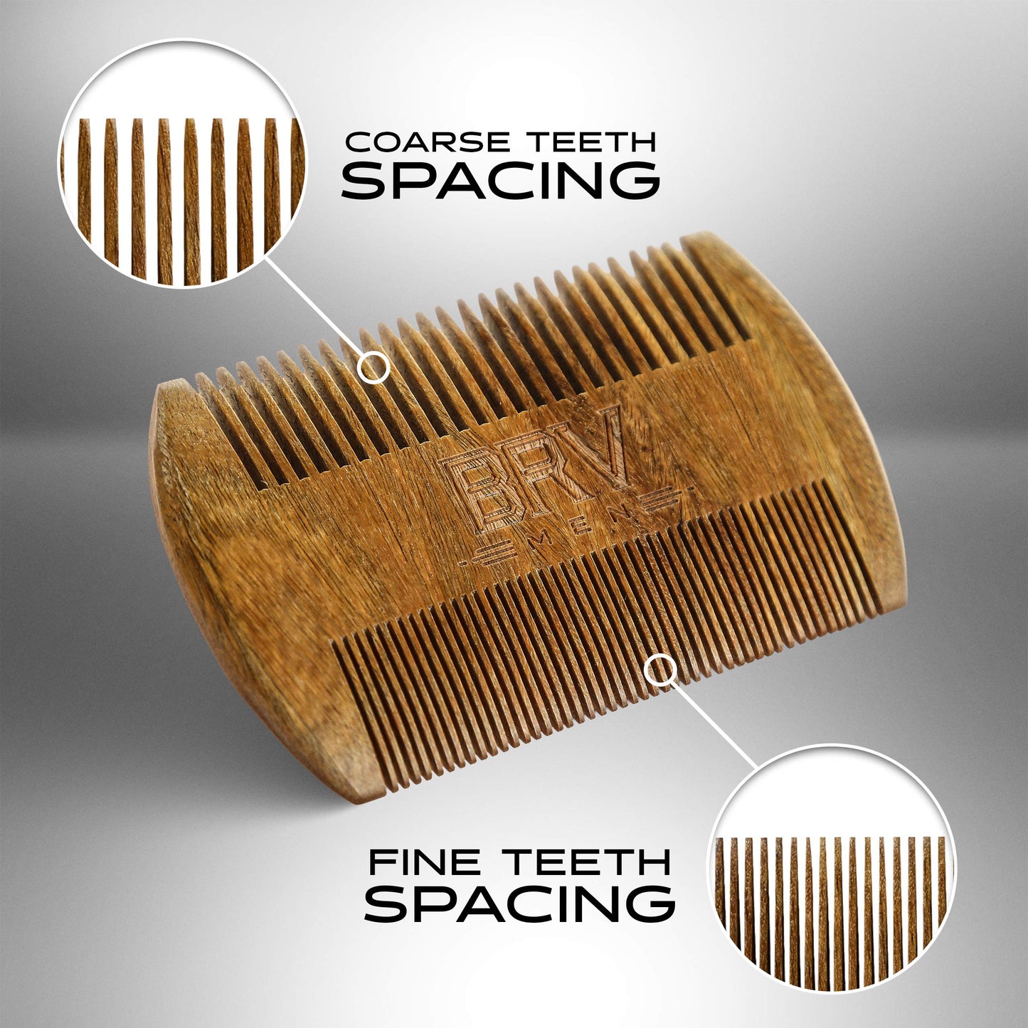 BRV MEN Beard & Mustache Comb, 100% Natural Green Sandalwood, Pocket Beard Comb with Carry Case, Wooden Beard Comb for Men For All Types and Styles