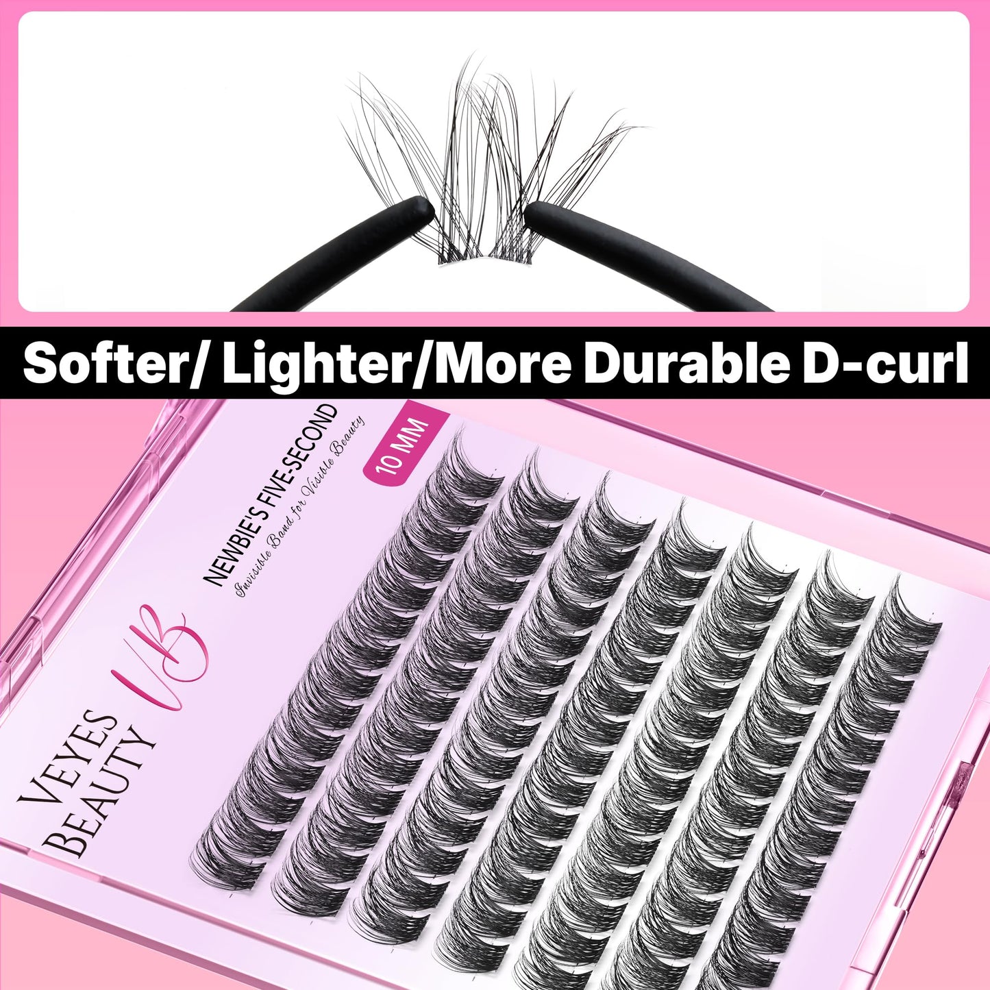 VEYESBEAUTY Lash Clusters Individual Eyelash Extensions Thin & Invisible Band DIY False Eyelashes for Self-application Newbie's Five-Second Series Beauty and Personal Care VEYESBEAUTY