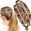 Camila Paris CP1578 2 Pack French Large Banana Clip Hair Comb Classic Girls Updo Flexible Ponytail Holder Interlocking Styling Clips for Women Made