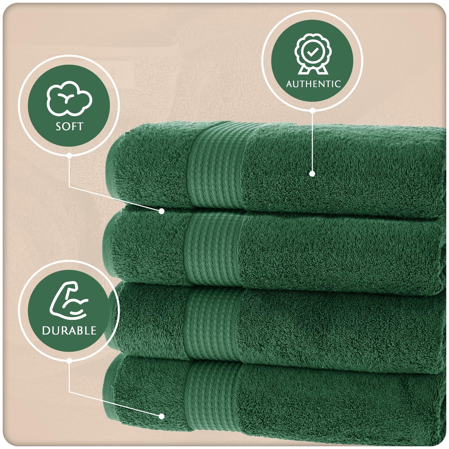 MAURA Basics Performance Bath Towels 100% Turkish Cotton with Hook Loops. Extra Large Luxury Absorbent Plush Towel Sets for Bathroom, Daily Use…