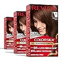 Revlon ColorSilk with Bond Repair Complex, Brown Permanent Hair Color, 100% Gray Coverage, Ammonia Free Hair Dye, Vegan Keratin, 47 Medium Rich Brown