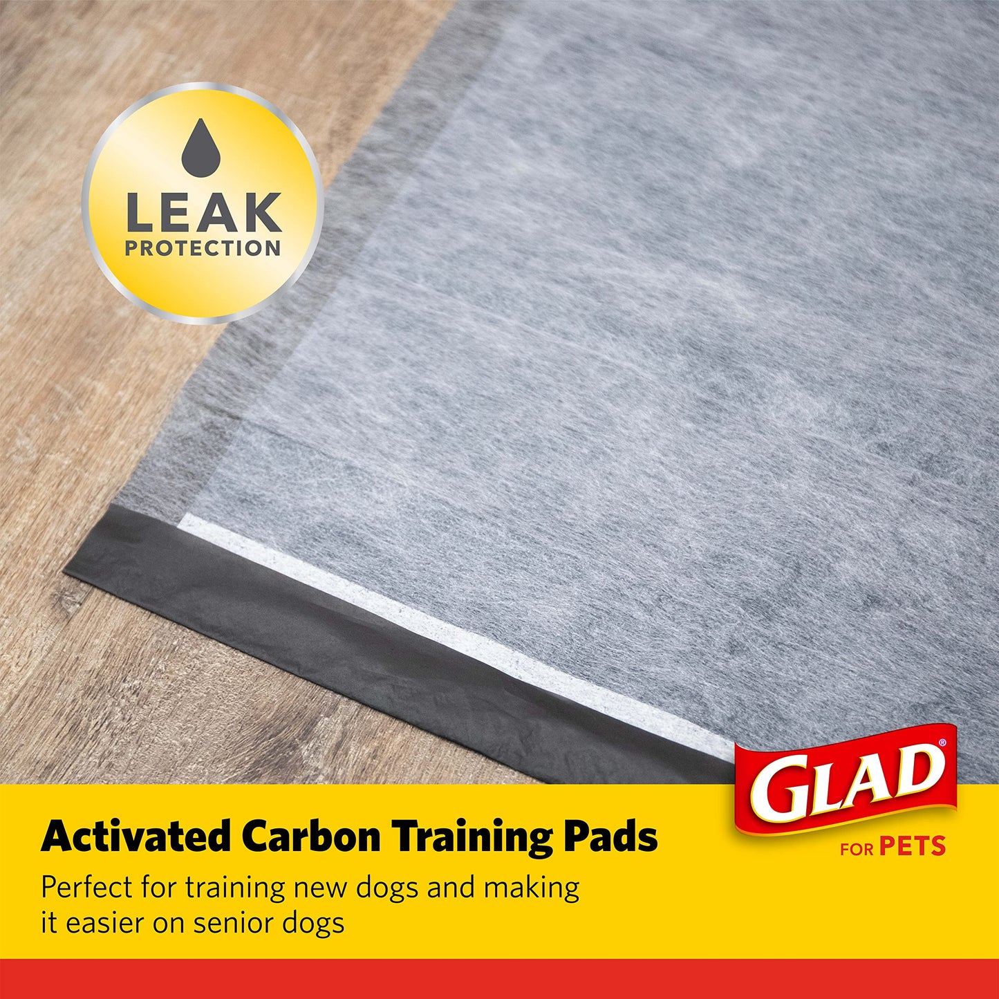 Glad for Pets Charcoal Puppy Pads 23"x23" – Activated Carbon Pee Pads Absorb & Neutralize Urine Instantly, 100 Count
