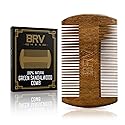 BRV MEN Beard & Mustache Comb, 100% Natural Green Sandalwood, Pocket Beard Comb with Carry Case, Wooden Beard Comb for Men For All Types and Styles
