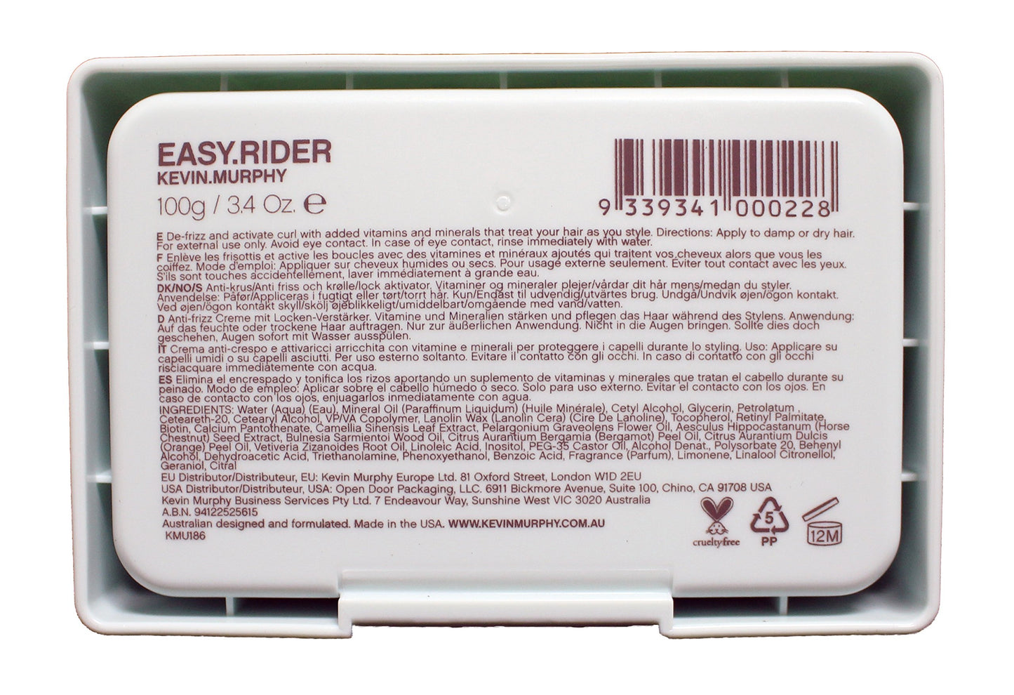 KEVIN.MURPHY EASY.RIDER - Hair Cream for All Hair Types - Anti Frizz for Hair Styling - Curl Activating Cream - Frizz Control Cream - 100g / 3.5 oz