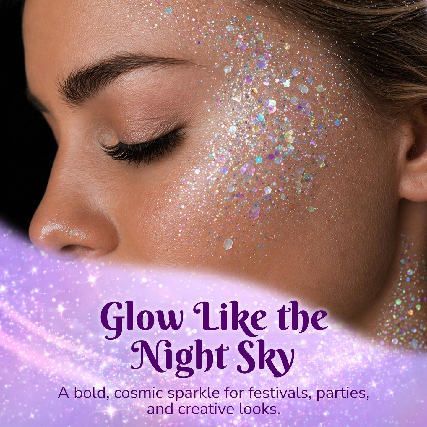 Art Factory Snowflake Iridescent Clear Body Glitter Gel - Chunky Cosmetic Glitter for Face, Hair & Body - Festival Rave Makeup, Long Wear Hair Glitter
