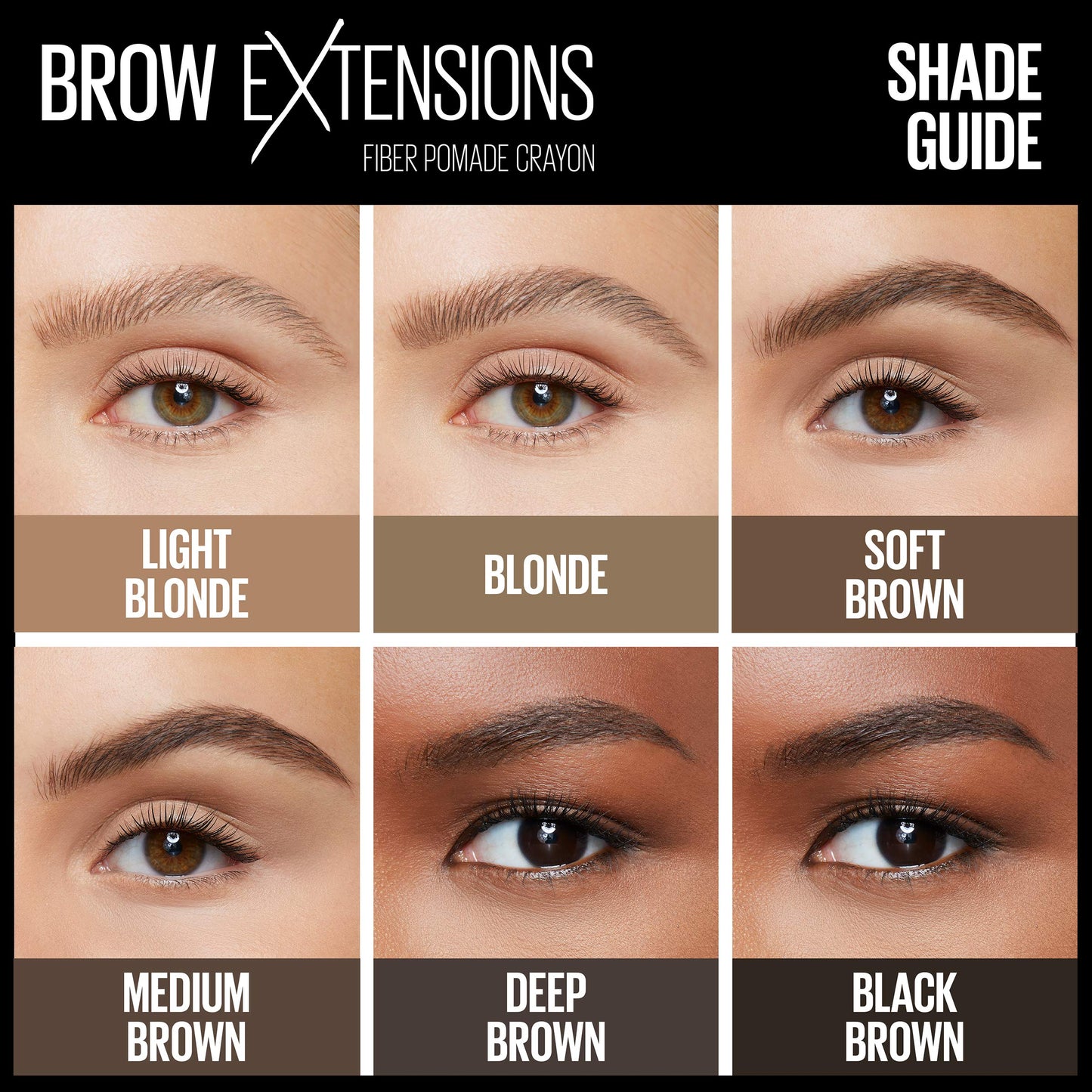 Maybelline Brow Extensions Fiber Pomade Crayon Eyebrow Makeup, Medium Brown, 1 Count
