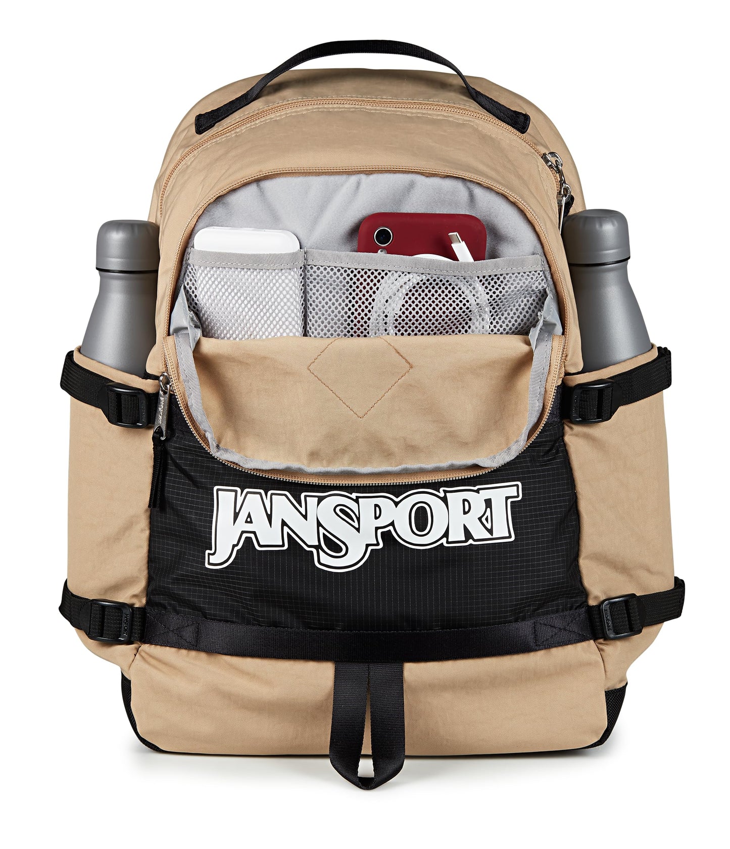 JanSport Small Seattle Pack - Compact Backpack with Main Compartment, Dual Water Bottle Pockets, and Padded Sleeve for 15-Inch Laptop, Travertine