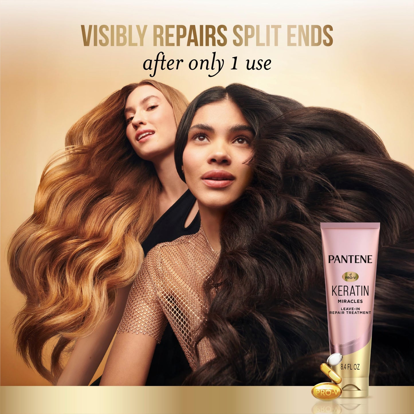 Pantene Keratin Leave-In Conditioner with Argan Oil, Protein Treatment for Dry, Damaged & Color-Treated Hair, Repairs Split Ends