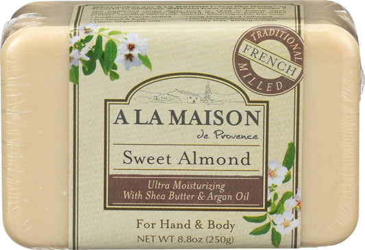 A LA MAISON Triple French Milled Bar Soap, 8.8 Ounces - Natural Moisturizing Hand Soap Bar (1 Bar of Soap, 8.8 Ounces, Sweet Almond) Beauty & Personal Care A LA MAISON