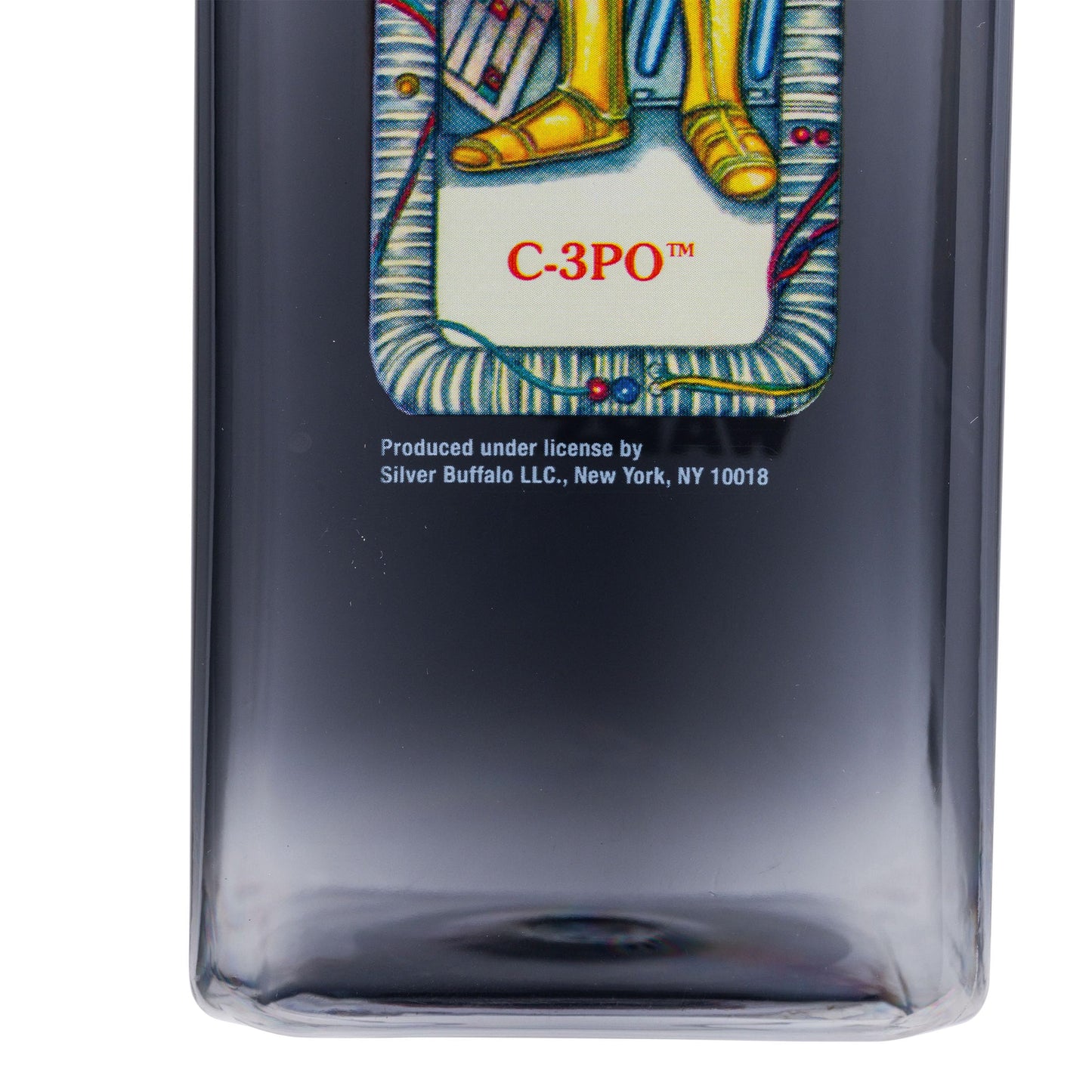 Silver Buffalo Star Wars Featuring R2-D2, C3PO, Chewbacca, and Yoda Plastic Square Water Bottle with Lid, 25 Ounces