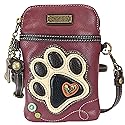 CHALA Dog Lovers Paw Print Cellphone Convertible Strap Crossbody Handbag Dog Lovers, Dog Mom (Ivory/Maroon)