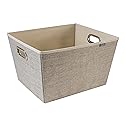 Simplify Large Grommet Bin in Faux Jute, Heavy Duty Storage Basket for Décor, Nursery, Office