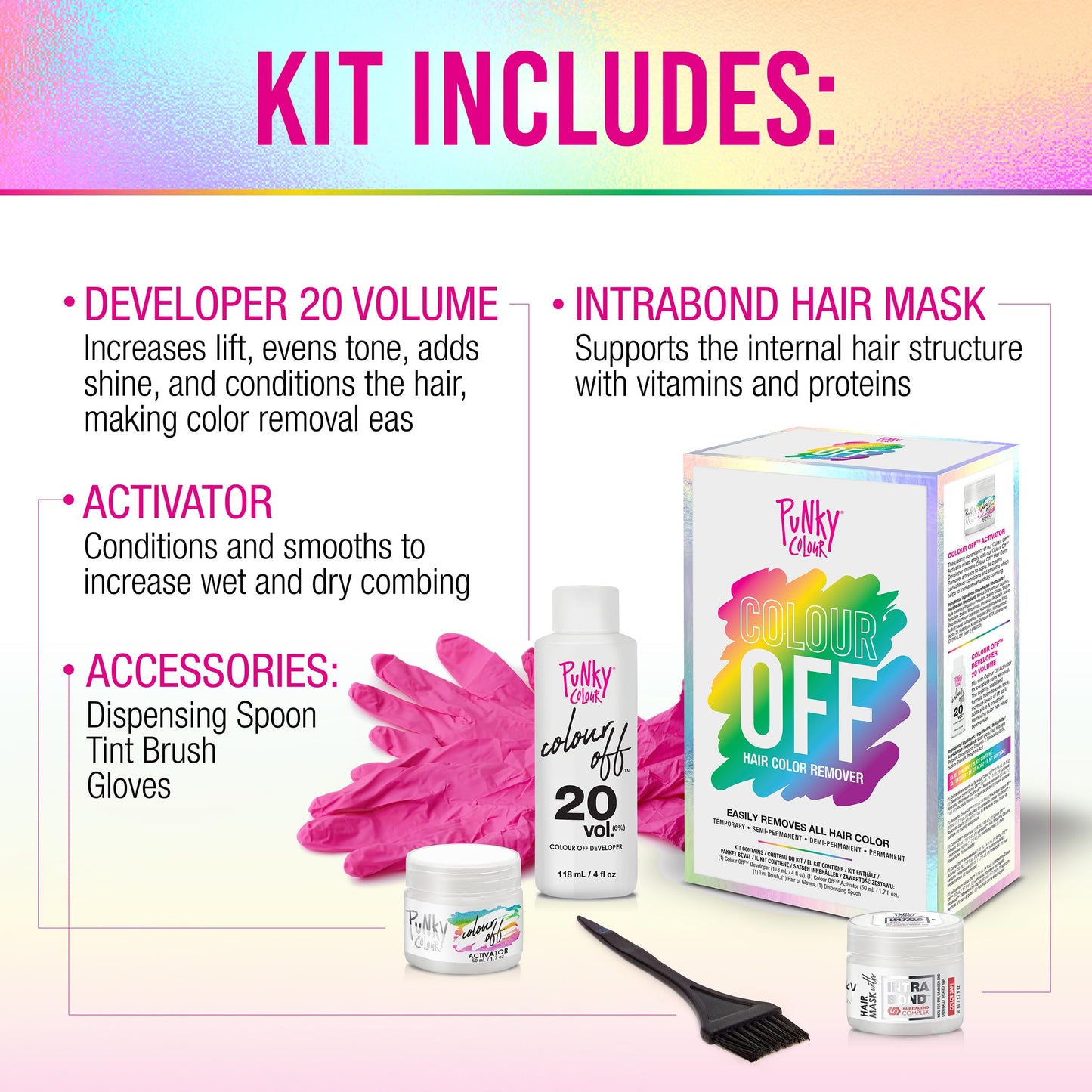 Punky Colour Off Hair Color Remover - Hair Dye Remover, Easily Removes Temporary, Permanent & Semi Permanent Dye, Ammonia Free, Bleach Kit