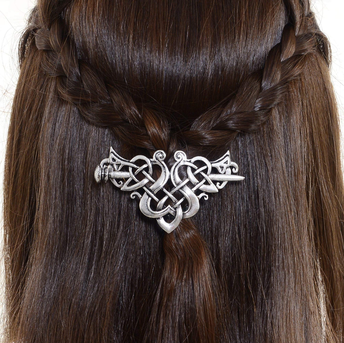 Viking Celtic Hair Sticks Hairpin-Viking Hair Clip Men Antique Silver Hair Sticks Hairpin Triangle Clips for Long Hair Stick Slide Irish Hair
