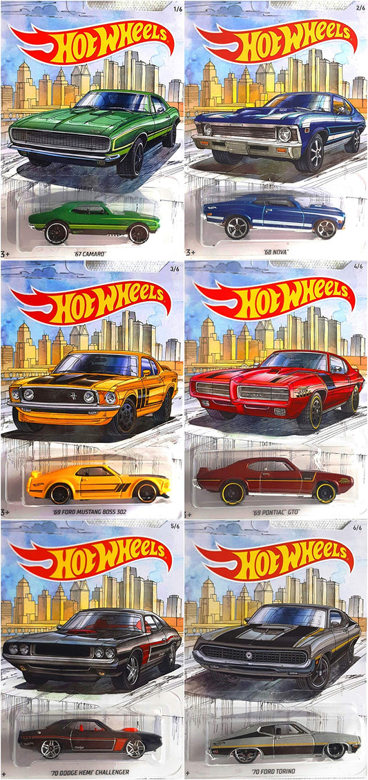 Hot Wheels Detroit Muscle Car Complete Series 6 Car Set
