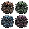 Loofah Bath and Shower Sponge Pouf, Mesh Brush Ball Exfoliating Body Scrubber Ball Pack of 4 (60g/pcs)