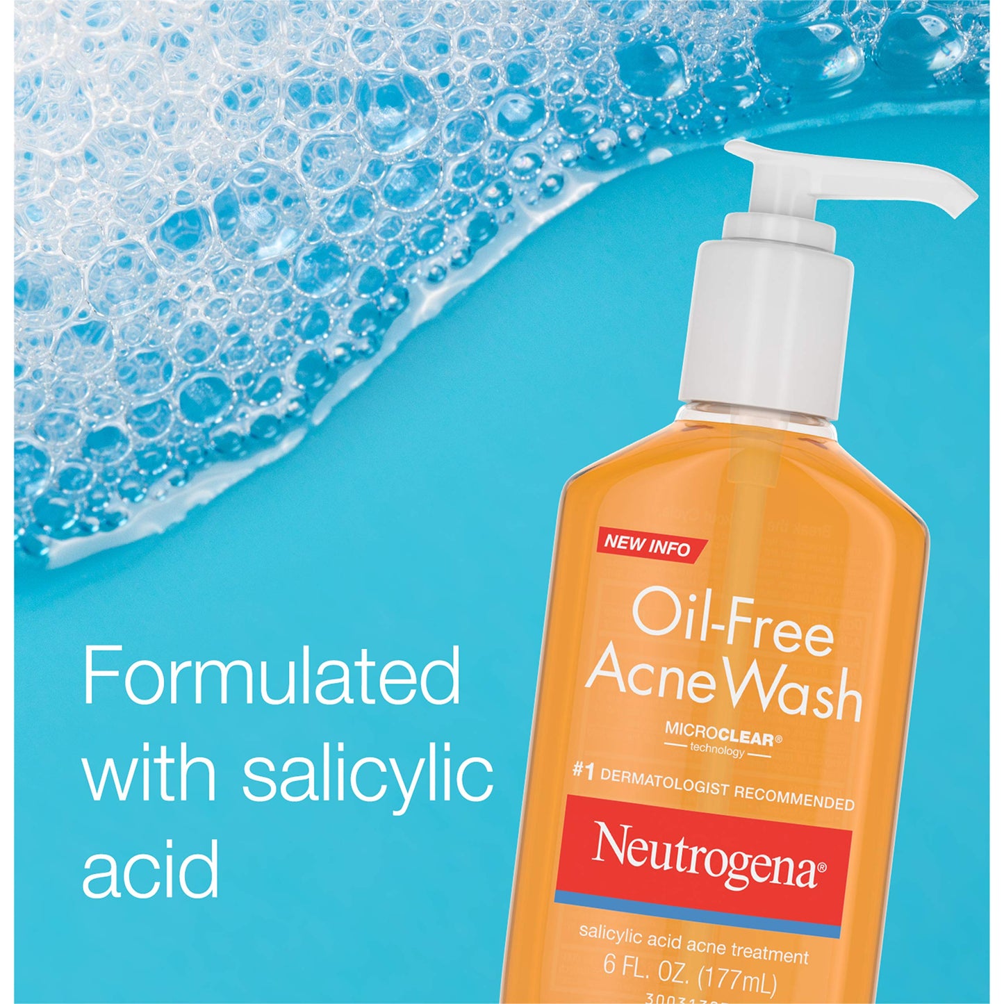 Neutrogena Oil-Free Acne Fighting Facial Cleanser, 2% Salicylic Acid Acne Treatment, Daily Oil-Free Acne Face Wash for Acne-Prone Skin with Salicylic