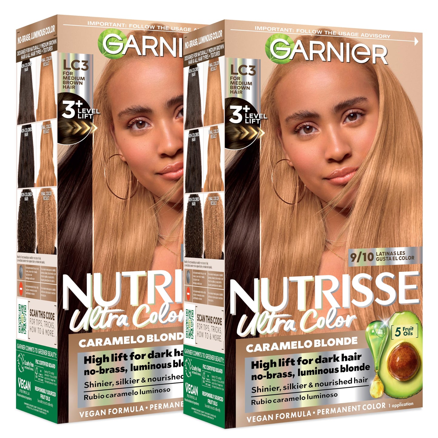 Garnier Nutrisse Ultra Color Hair Color, Permanent Hair Dye for Up to 8 Weeks of Bold, Vibrant Results, Vegan & Cruelty-Free, LC3 Hi-Lift Blonde (Tres