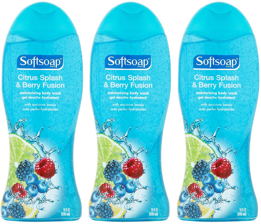 Softsoap Moisturizing Body Wash - Citrus Splash & Berry Fusion - Net Wt. 18 FL OZ (532 mL) Per Bottle - Pack of 3 Bottles Beauty & Personal Care Softsoap