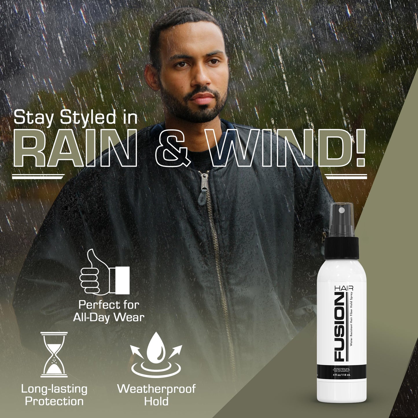 Water Resistant Hair Fiber Spray 4oz - UV Protection, Quick Dry, All Day Lasting Hold for All Scalps All Scalps