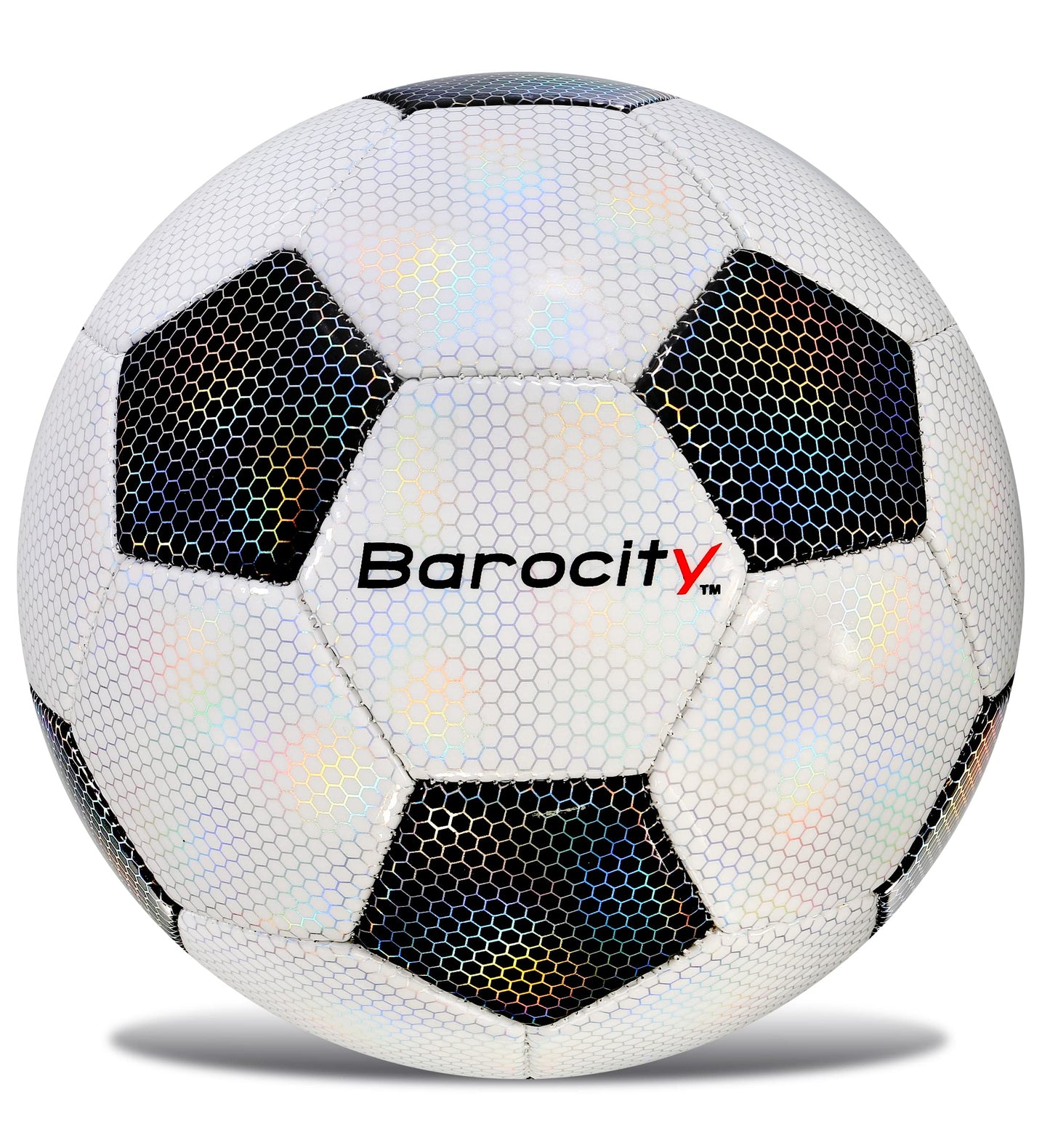 Barocity Classic Black & White Soccer Ball, Size 4, Rainbow Pattern