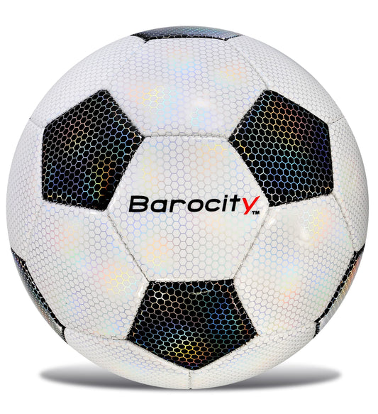 Barocity Classic Black & White Soccer Ball, Size 4, Rainbow Pattern